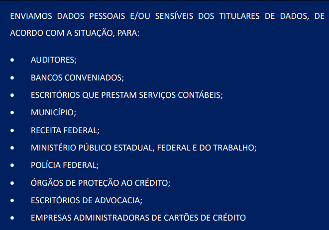 Tabela com exemplos de dados coletados